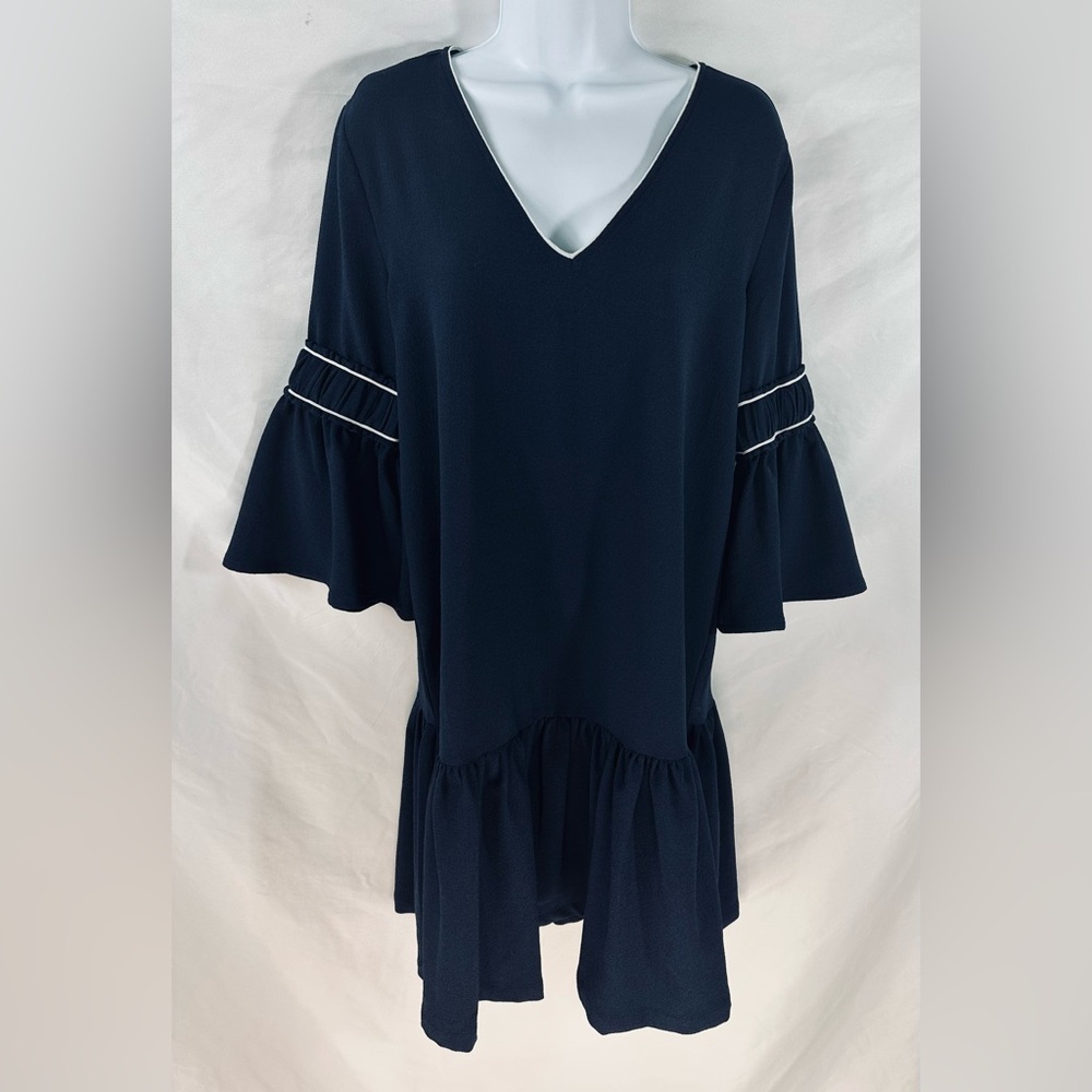 GANNI Navy Blue & White Dress 36 Clark Dress in Total Eclipse! ✨